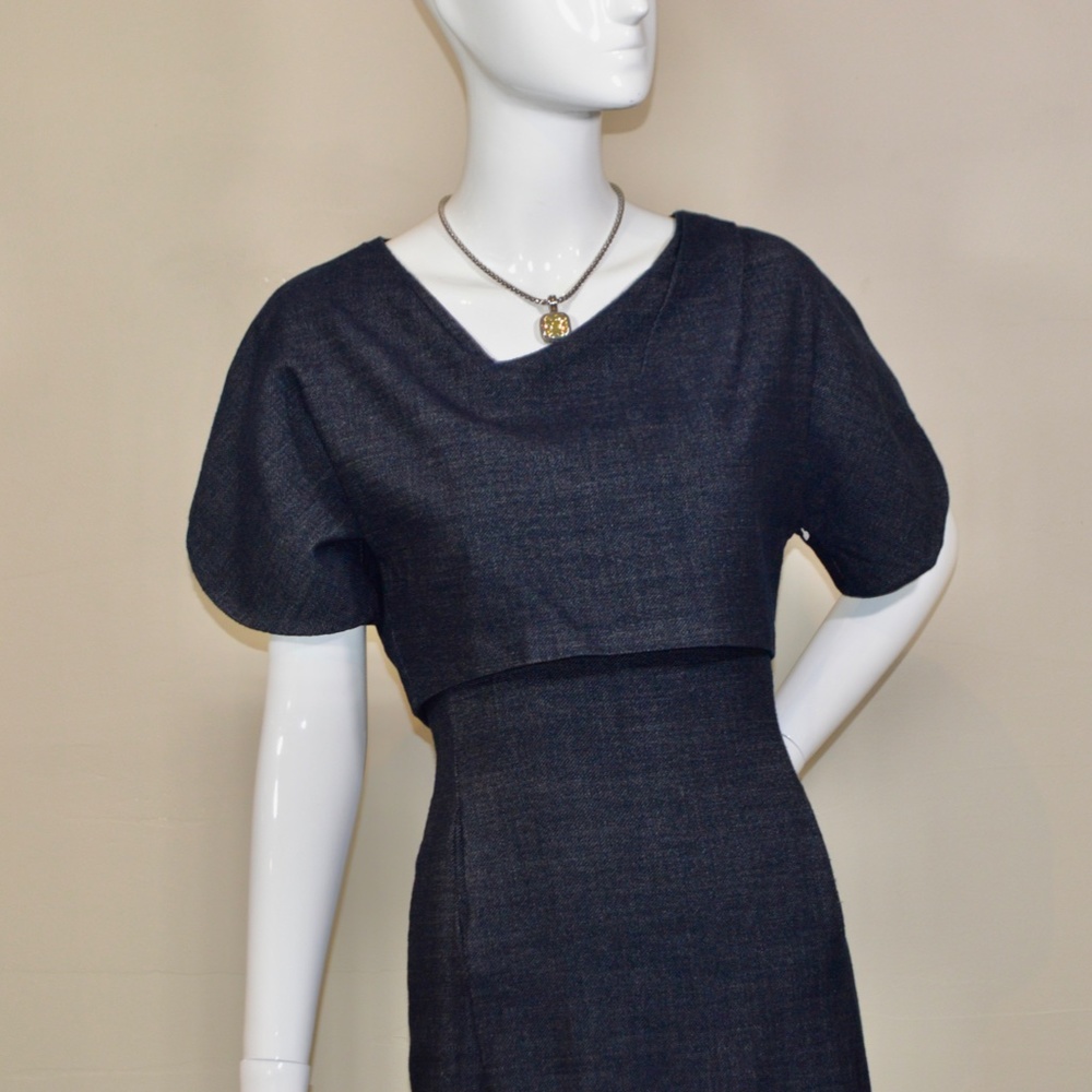 Dark Grey Danuta Virgin Wool Pencil Dress by BOSS Hugo Boss 📏 Size: 4 (Small) | - Picture 9 of 12